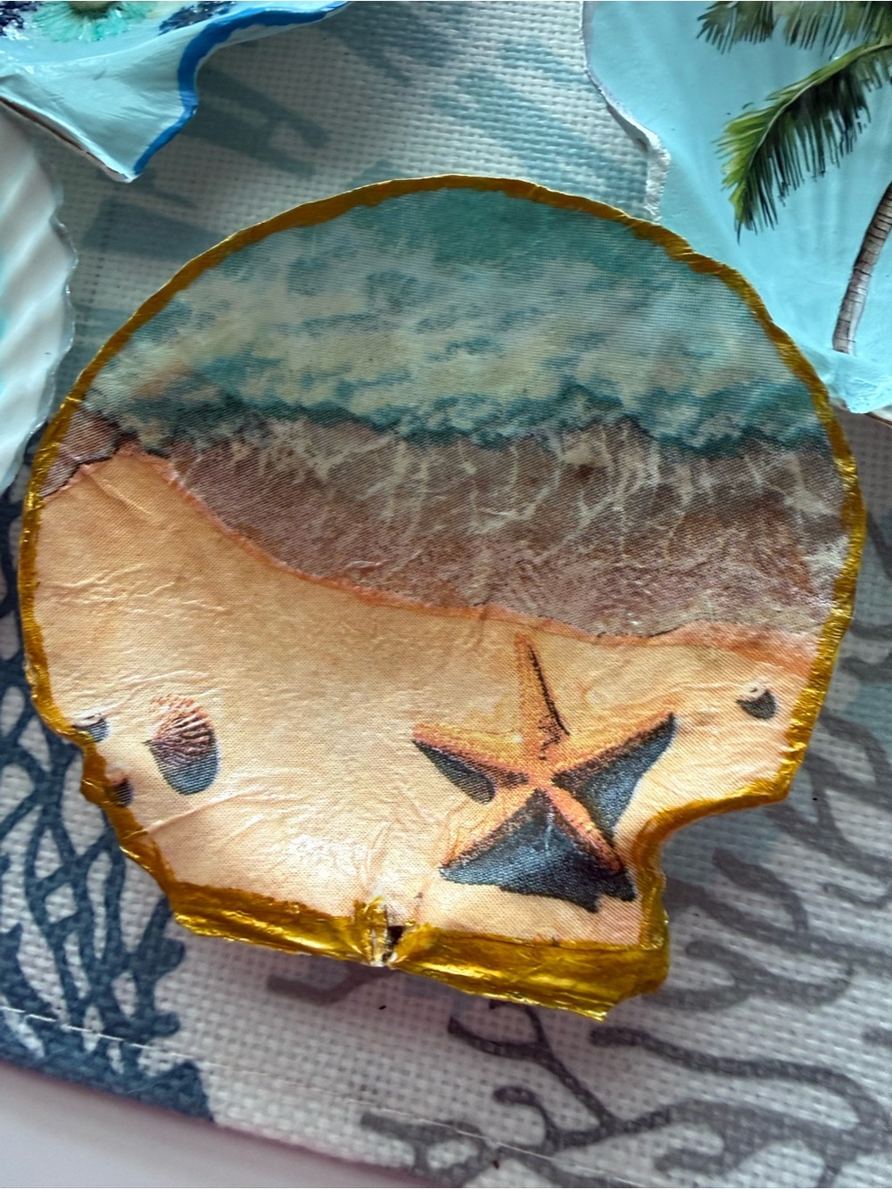 4”-5” Seashell Decoupage Starfish Beach Print
